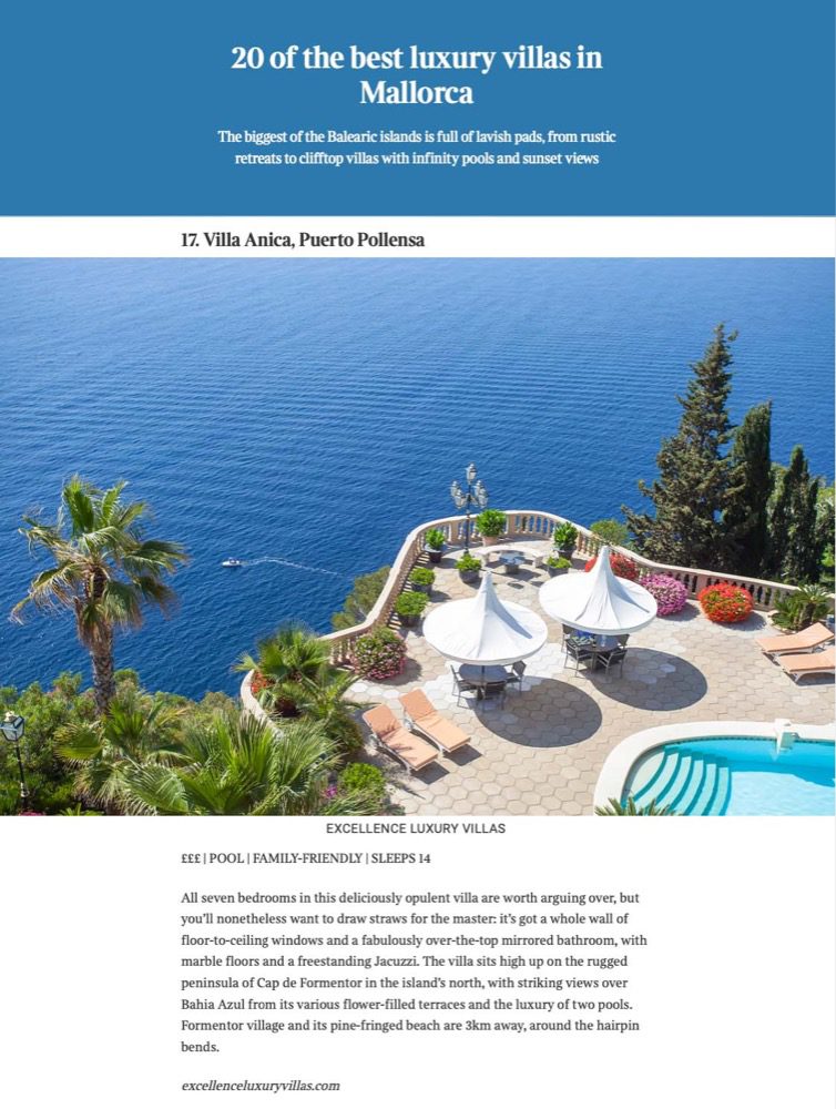 Excellence Luxury Villas Press Reviews - Luxury Holiday Villa Rental