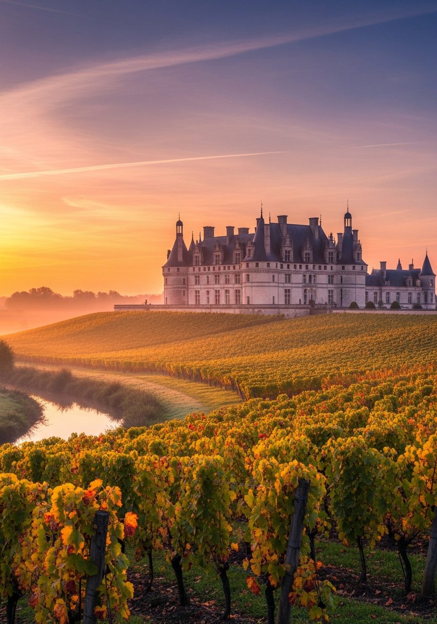 Château rental Loire Valley France — private pool amid vineyards
